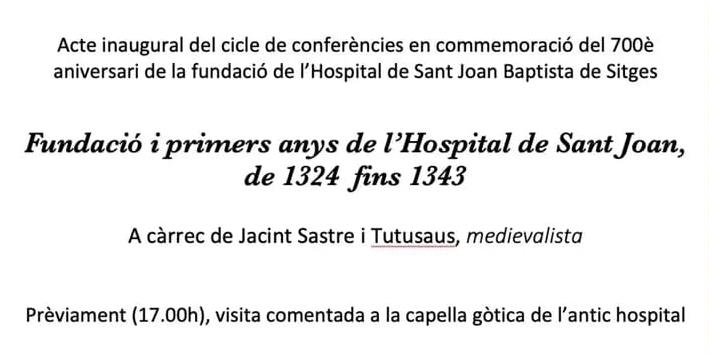 Conferència 'Fundació i primers anys de l'Hospital, 1324-1343'